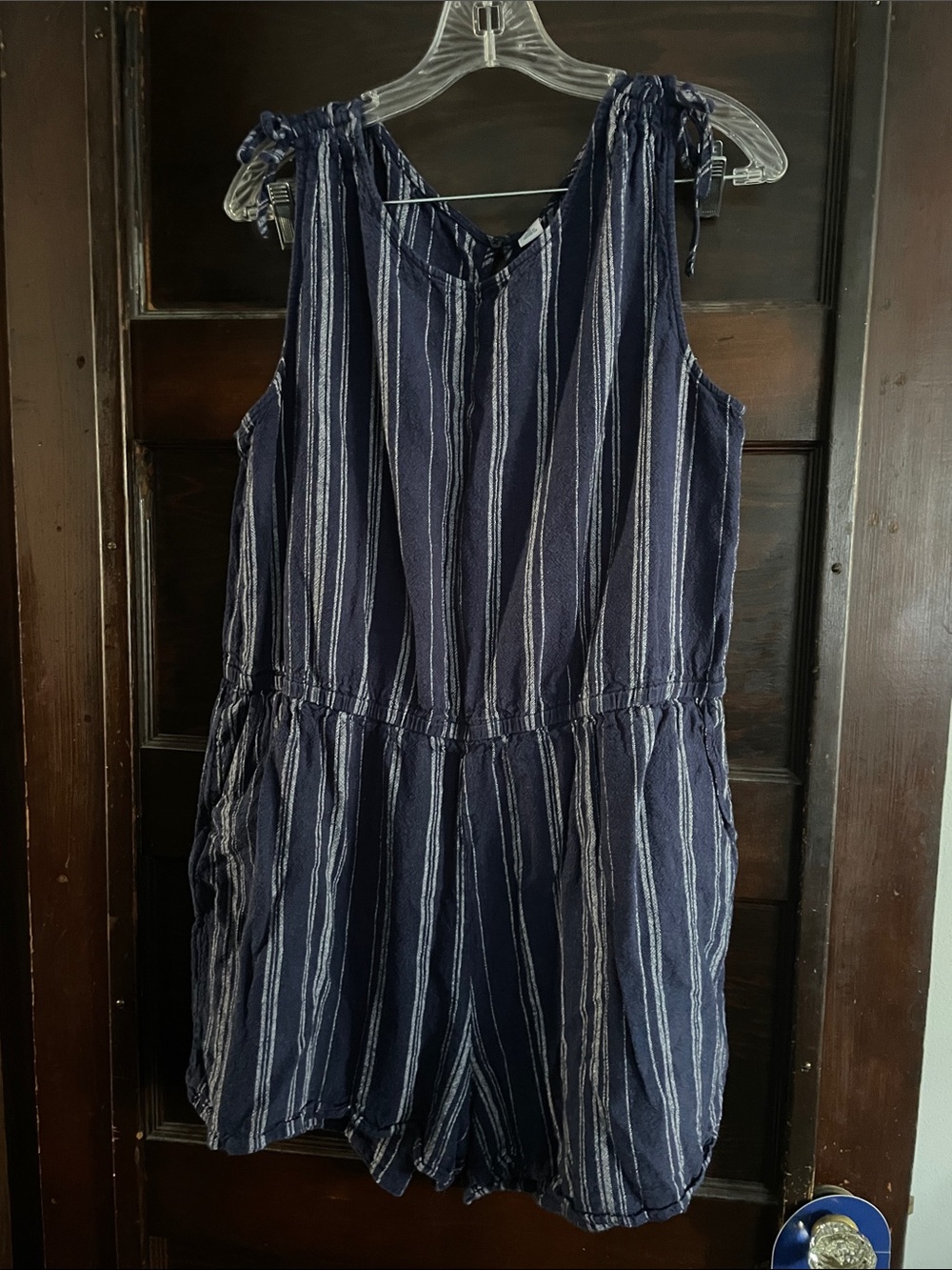 Old Navy Navy and White Striped Girls One-Piece Romper